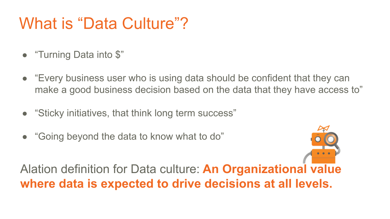 Slide from Alation brief detailing data culture