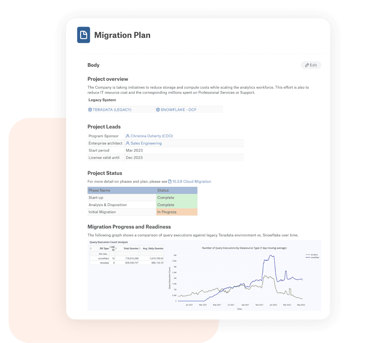 Alation product image of the Cloud Data Migration Solutions showcasing the migration plan