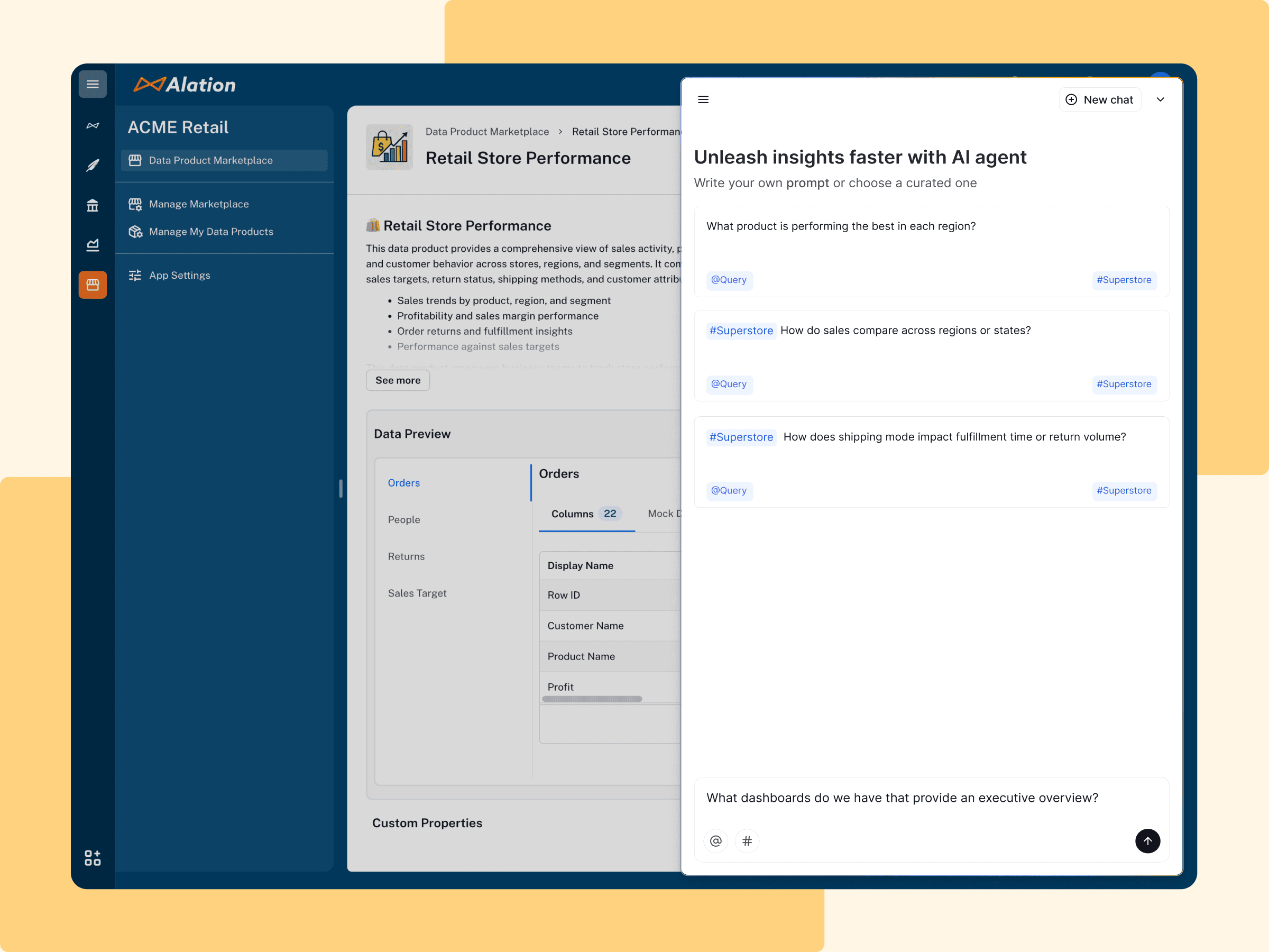 Alation product image: Chat with Your Data-Search that guides you
