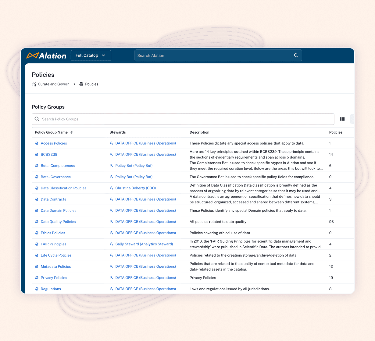 Product image showing how Alation users can collaborate on their policies