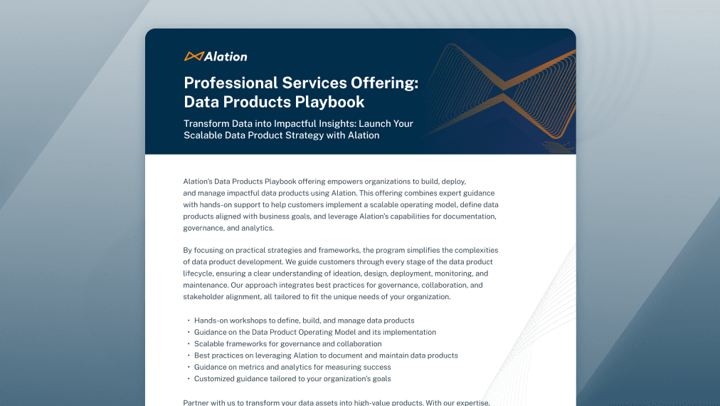 Alation Guide for Data Products Playbook