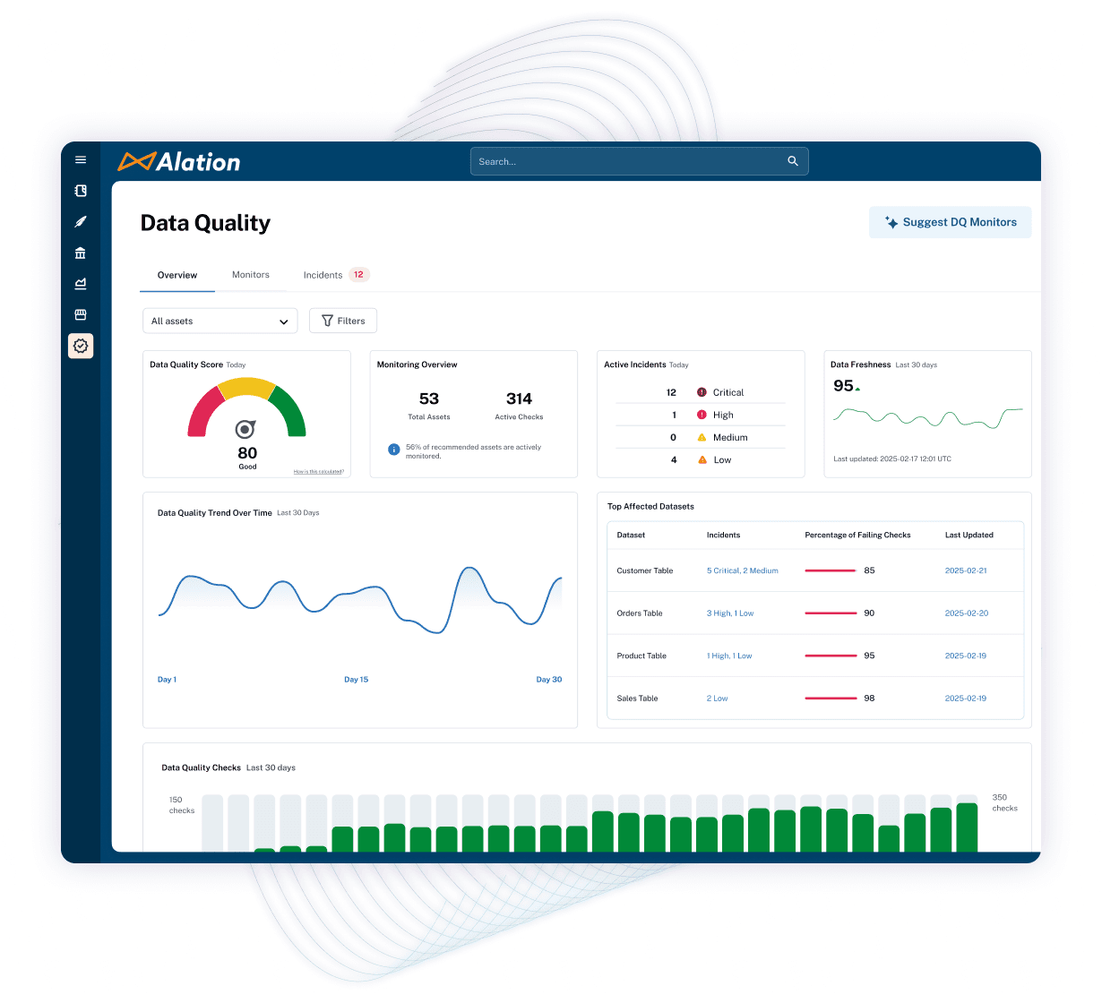 product screenshot of alation data quality agent