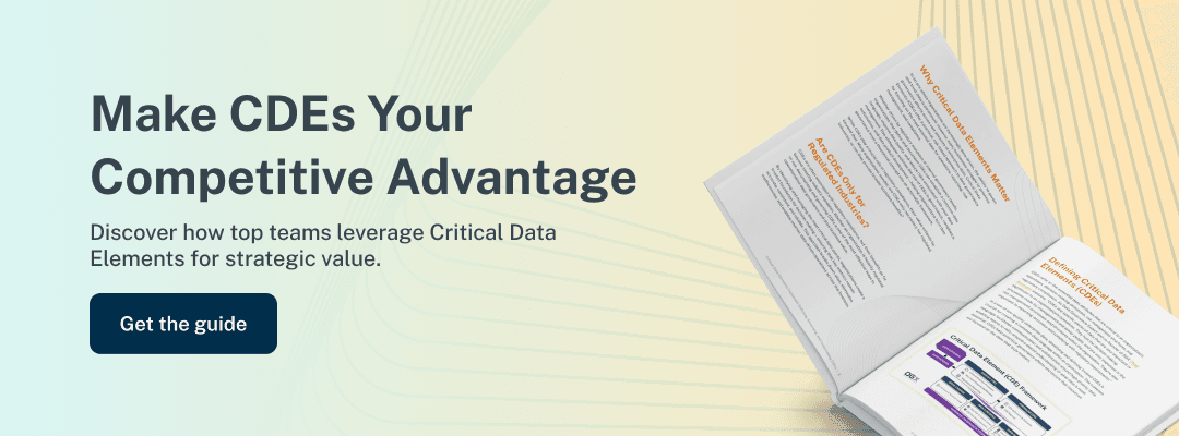Banner promoting a whitepaper from Alation on critical data elements (CDEs)