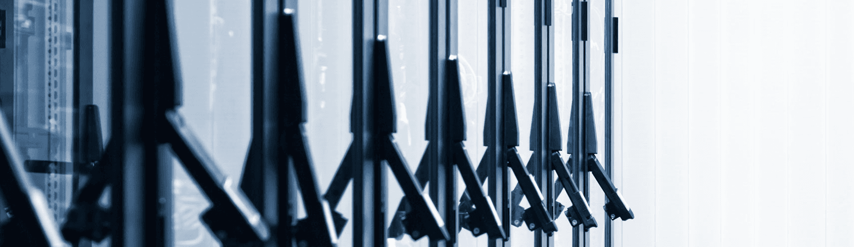 Black metal stacks lined up