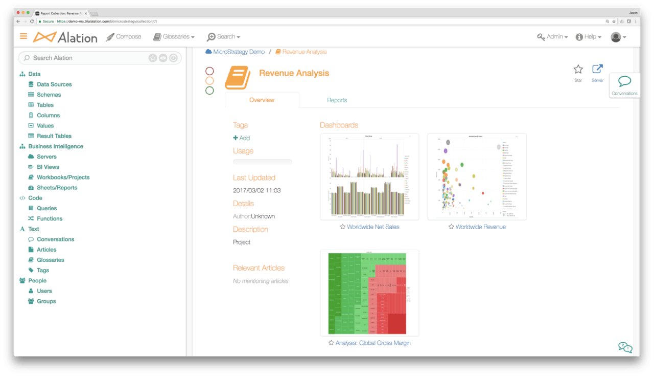 Old Alation Product image from the Microstrategy workbook