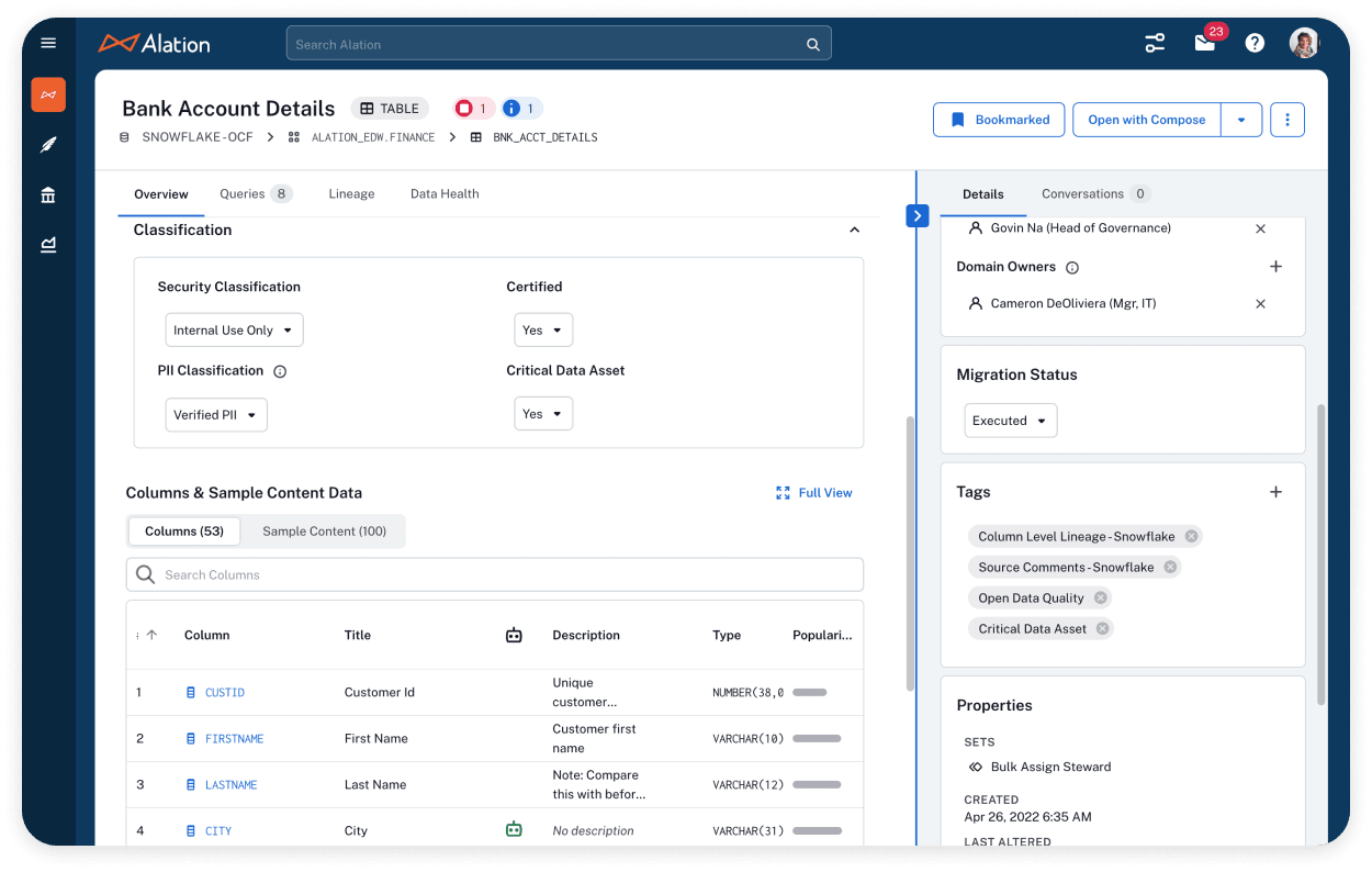 Product image of Alation's Active Metadata Graph