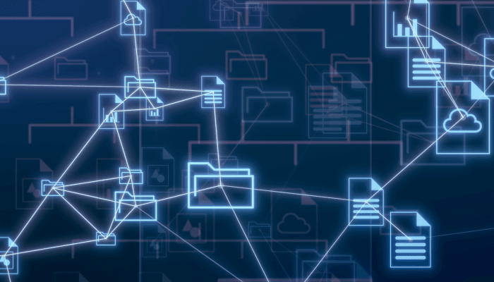 Alation blog image: File icons interconnected by a gentle, light blue line, highlighting the significance of our blog post, "Metadata Management Role: Why It’s Critical & How To Get Started."