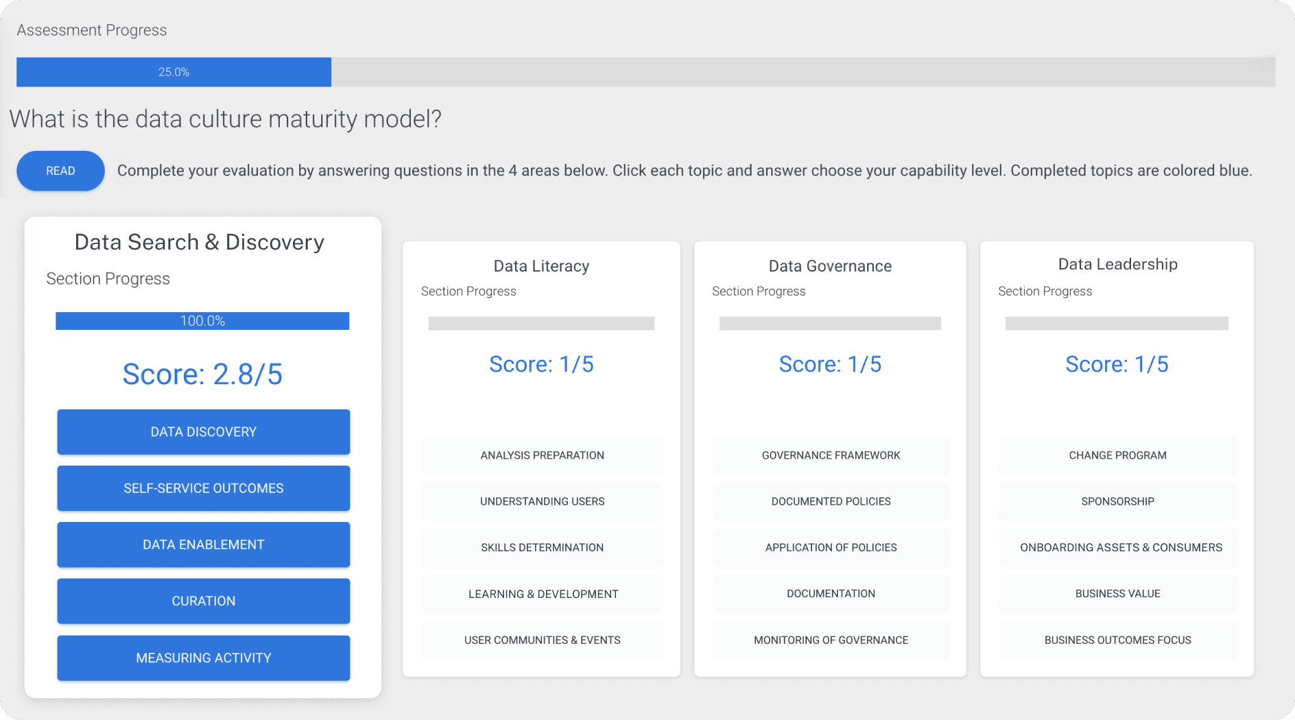 Alation Data Culture Maturity Assessment overview