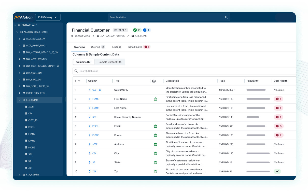 Product image of the Alation Data Quality product